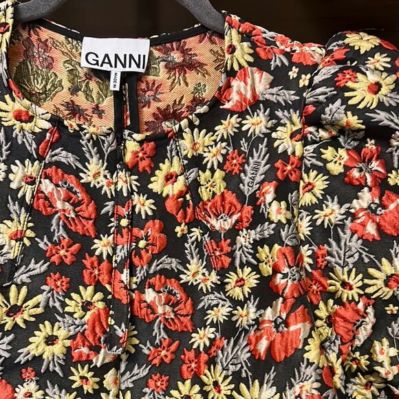 Floral-Jacquard Mini Dress - Picture 6 of 6